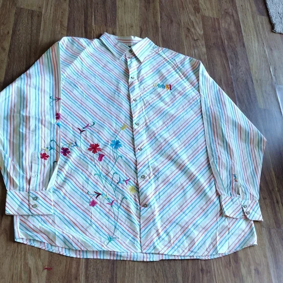 Coogi Shirts | Coogi Mens Button Up Long Sleeve Shirt Size 4xlg Colorful Striped Y2k | Color: Blue/White | Size: 3xl | Mss_Quetzal's Closet Coogi Shirts | Coogi Mens Button Up Long Sleeve Shirt Size 4xlg Colorful Striped Y2k | Color: Blue/White | Size: 3xl | Mss_Quetzal's Closet